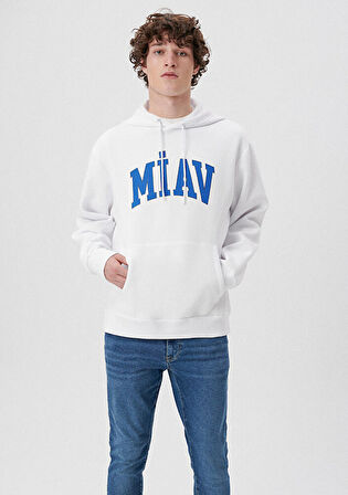 Mavi Miav Baskılı Kapüşonlu Sweatshirt 0S10122-620