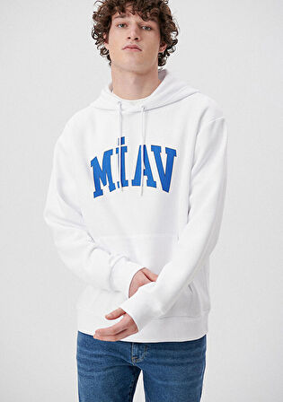 Mavi Miav Baskılı Kapüşonlu Sweatshirt 0S10122-620