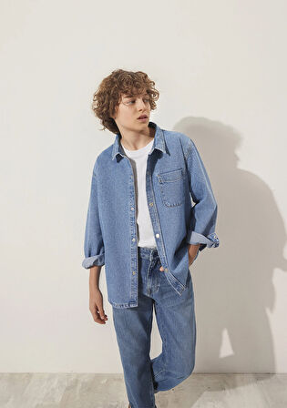 Bob 90lar Indigo Mavisi Jean Gömlek 6210000-86709