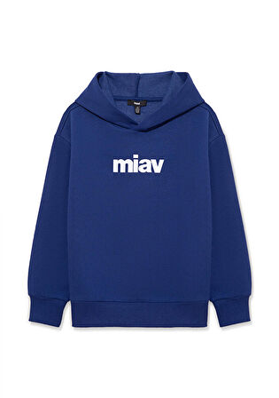 Mavi Miav Baskılı Kapüşonlu Sweatshirt 6S10028-70722