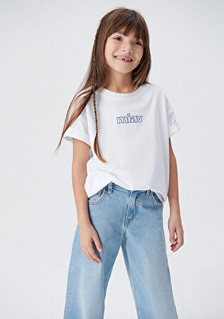Mavi Miav Baskılı Oversize Tişört 7610158-620