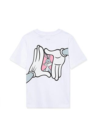 Mavi Bugs Bunny Baskılı Beyaz Tişört 7610160-620