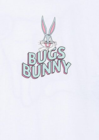Mavi Bugs Bunny Baskılı Beyaz Tişört 7610160-620