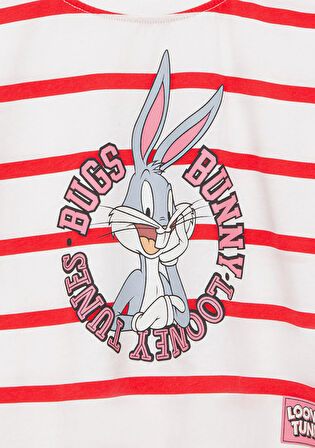 Bugs Bunny Baskılı Kırmızı Crop Tişört 7610165-70436