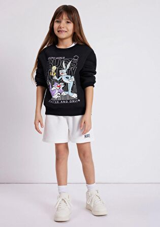 Mavi Bugs Bunny Baskılı Siyah Sweatshirt 7S10034-900