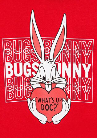 Mavi Bugs Bunny Baskılı Kapüşonlu Kırmızı Sweatshirt 7S10036-70471
