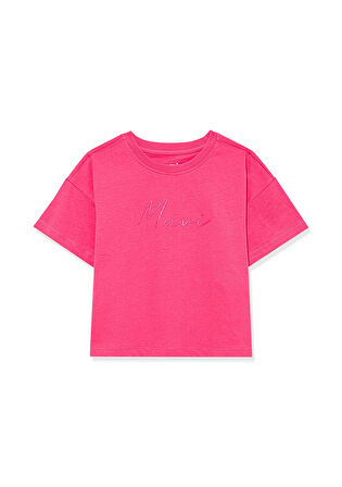 Mavi Logo Baskılı Pembe Crop Tişört 7610181-71111