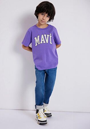 Mavi Logo Baskılı Mor Tişört 6610030-70606
