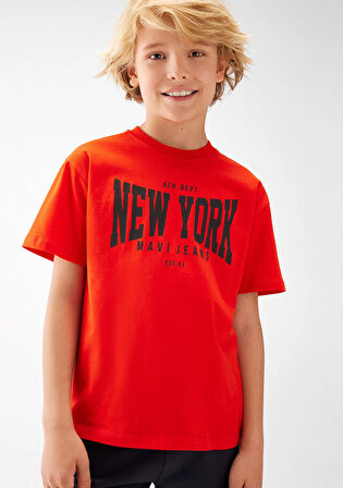 New York Baskılı Kırmızı Tişört 6610182-70480