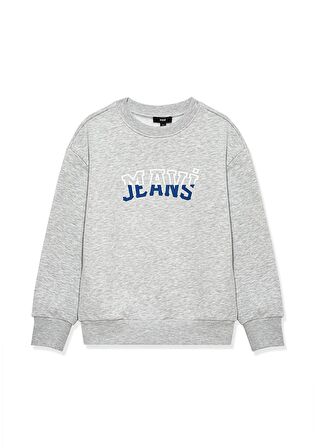 Mavi Logo Baskılı Gri Sweatshirt 6S10031-85438