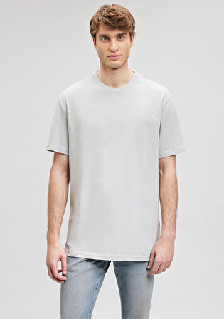 Bisiklet Yaka Gri Basic Tişört 0611824-70075