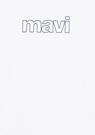 Mavi Logo Baskılı Beyaz Tişört 66323620