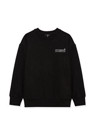 Mavi Logo Baskılı Siyah Sweatshirt 6S10034-900