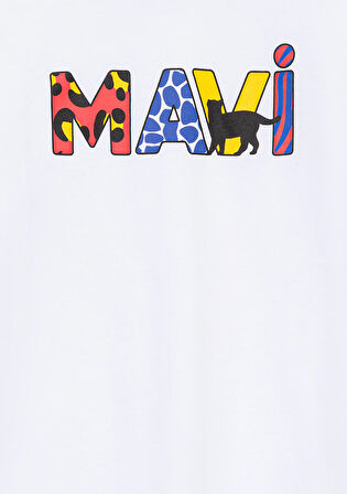 Mavi Logo Baskılı Beyaz Tişört 7610193-620