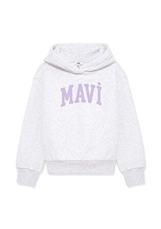 Mavi Logo Baskılı Kapüşonlu Gri Sweatshirt 7610035-85438