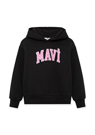 Mavi Logo Baskılı Kapüşonlu Antrasit Sweatshirt 7610035-70087