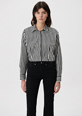 Mavi Çizgili Beyaz Gömlek 1210660-85449