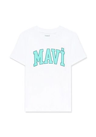 Mavi Logo Baskılı Beyaz Tişört 7610109-620