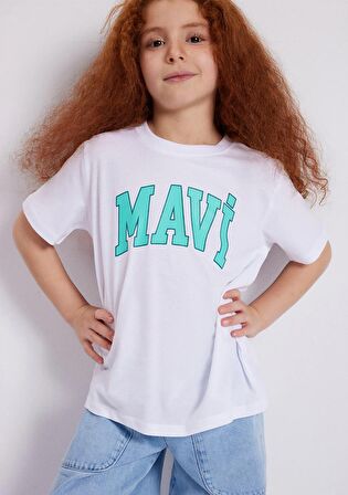 Mavi Logo Baskılı Beyaz Tişört 7610109-620