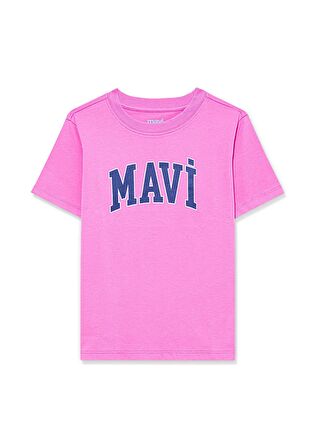 Mavi Logo Baskılı Pembe Tişört 7610109-71033