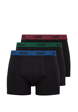 Mavi 3lü Siyah Basic Boxer Seti 0911408-85585