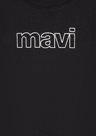Mavi Logo Baskılı Siyah Tişört 66323900