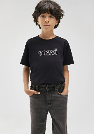 Mavi Logo Baskılı Siyah Tişört 66323900