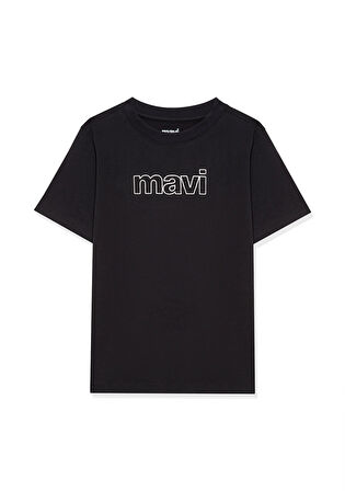 Mavi Logo Baskılı Siyah Tişört 66323900