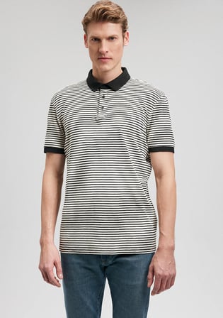 Mavi Lacivert Çizgili polo Tişört 0611843-70055