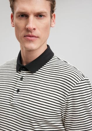 Mavi Lacivert Çizgili polo Tişört 0611843-70055