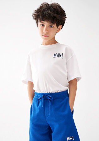 Mavi Logo Baskılı Beyaz Tişört 6610200-602