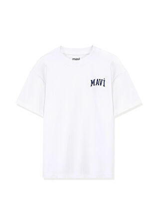 Mavi Logo Baskılı Beyaz Tişört 6610200-602