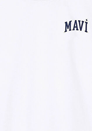 Mavi Logo Baskılı Beyaz Tişört 6610200-602