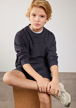 Organik Pamuklu Antrasit Basic Sweatshirt 6S10043-70087