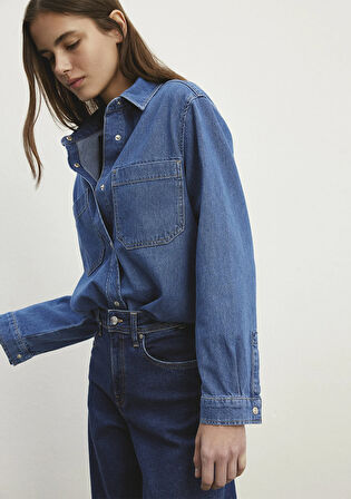 Alesta Classic Denim Koyu Mavi Vintage Jean Gömlek 1210780-87096