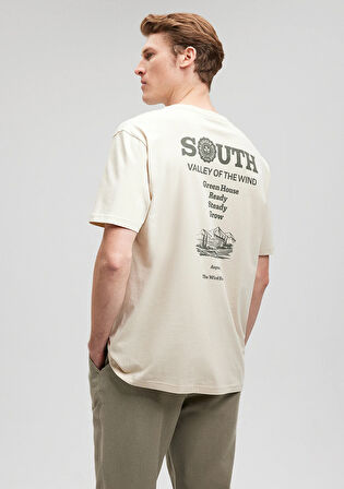 Baskılı Bej Tişört 0612016-70065