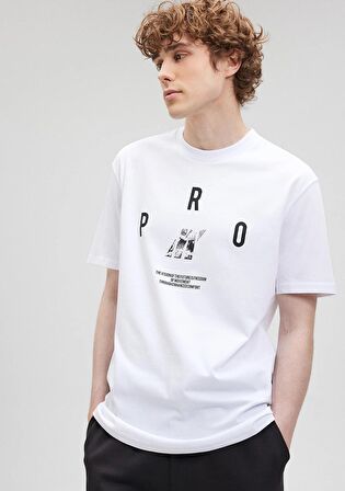 Mavi Baskılı Beyaz Tişört 0612176-620