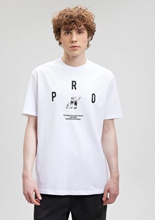 Mavi Baskılı Beyaz Tişört 0612176-620