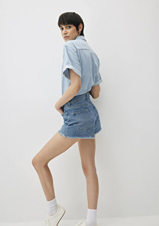 Cherry 90lar Gölgeli İndigo Mavisi Jean Şort 1410022-87070