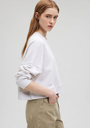 Bisiklet Yaka Gri Sweatshirt 1S10120-87033