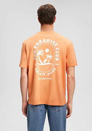 Mavi Sırt Baskılı Turuncu Tişört 0612059-71421