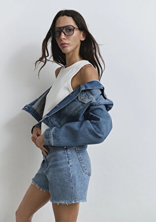 Millie 90lar Koyu Mavi Jean Şort 1458987073