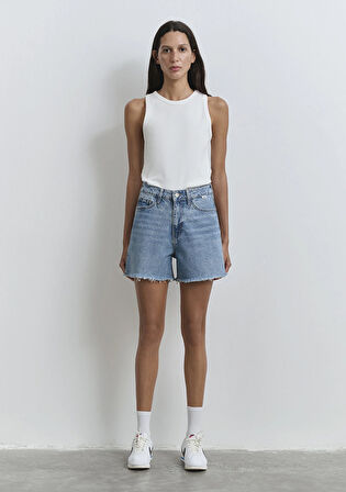 Millie 90lar İndigo Mavisi Jean Şort 1458987073