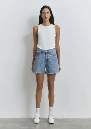 Millie 90lar Indigo Mavisi Jean Şort 1458987073