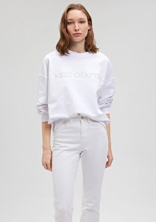 Mavi Next Chapter Nakışlı Beyaz Sweatshirt 1S10121-620