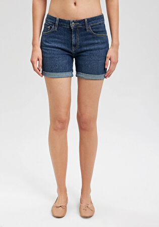 Pixie Casual Vintage Derin Mavi Jean Şort 1437087076