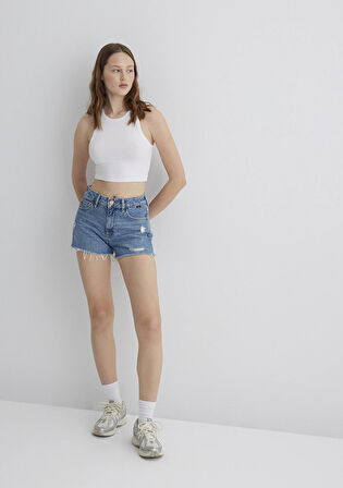 Rosie 90lar Yırtıklı Açık Mavi Jean Şort 1447487077