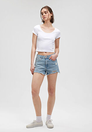 Rosie 90lar Yırtıklı Açık Mavi Jean Şort 1447487077