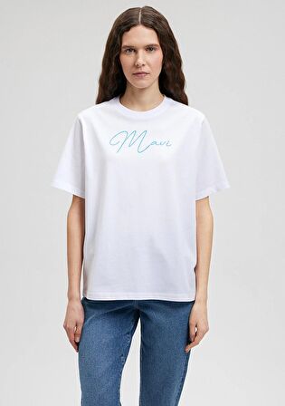 Mavi Logo Baskılı White Tişört 1612419-620