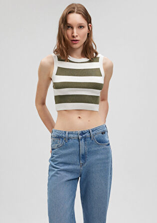 Çizgili Crop Triko Top 1710098-87120